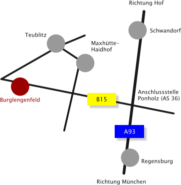 Burglengenfeld Teublitz Maxhütte- Haidhof Schwandorf Regensburg Anschlussstelle Ponholz (AS 36) A93 B15 Richtung Hof Richtung München